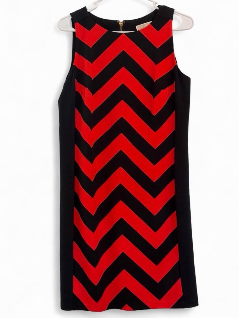 Michael Kors Red and Black Chevron Shift Dress - Kids